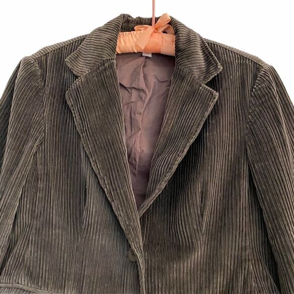 Garnet Hill 6P Wide Wale Corduroy Blazer Dark Grey - Picture 3 of 7